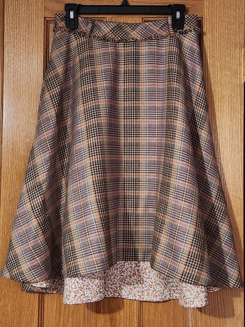 Anthropologie Odille Glen Plaid Wool Blend A-Line Midi Skirt Multi-Color Sz 6